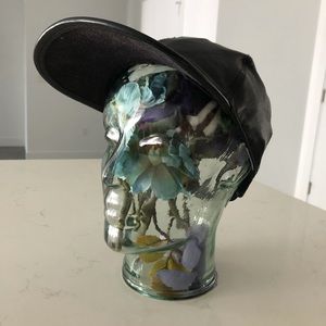 Black genuine leather hat